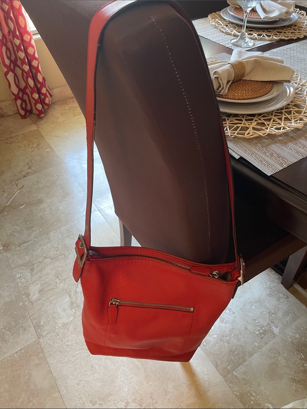 Coach Red Leather Crossbody Shoulder Bag